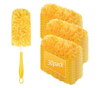 Atrapa Polvo, 30 Piezas Recambios para Plumero de Polvo, Duster Microfibra, Paños Polvo, Recarga Plumero Manual con 1 Mango, atrayente electrostático Captador Polvo para Polvo y Pelos de Mascotas Auto