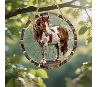 Atrapa solar acrílico colorido, piedra de caballo de pintura de 7 pulgadas, decoración de pared con diseño de vidrieras impresas, idea de regalo y adorno de jardín para uso en interiores y exteriores