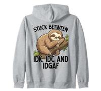 Atrapado Entre Idk IDC Idgaf Perezoso Kawaii Lindo Sudadera con Capucha