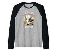 Atrapador de béisbol My Son Will Be Waiting on You At Home Camiseta Manga Raglan