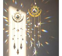 Atrapador de sol de cristal, ventana atrapasueños, ventana, luna colgante de cristal, decoración para ventana, arco iris, atrapasueños para ventanas, casa, jardín, Navidad, día de fiesta