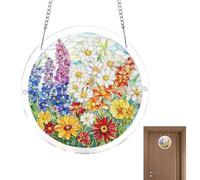Atrapaluz Acrílico | Decoración Plana 2D 19 cm - Colgante De Arte Acrílico con Flores Multicolores | para Mujer y Madre en el Porche Jardín Salón Balcón y Dormitorio