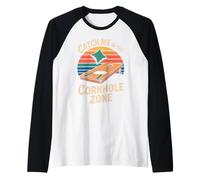 Atrápame en la Zona de Cornhole Bean Bag Fun Camiseta Manga Raglan