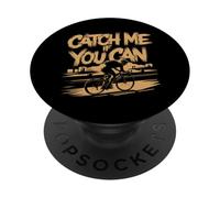 Atrápame si Puedes Andar en Bicicleta | Divertido Equipo Retro para Ciclistas PopSockets PopGrip Adhesivo