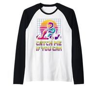 Atrápame si puedes Retro Racer Pixel Art Go Kart Race Camiseta Manga Raglan