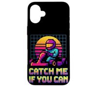 Atrápame si puedes Retro Racer Pixel Art Go Kart Race Carcasa para iPhone 16 Plus