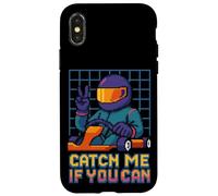 Atrápame si puedes Retro Racer Pixel Art Go Kart Race Carcasa para iPhone X/XS
