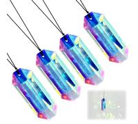 Atrapasol de Cristal colgante 4 Piezas 76 mm AB colores, Prisma Grande para Colgar, Sun Catchers Captador de Luz Solar, Creador de Arcoíris para Ventana, Jardín, Balcón, Hogar, Decoración Interior y E