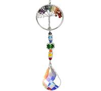 Atrapasol para Ventanas, Regalos de Árbol de la Vida de Cristal para Mujeres | Atrapasol Cristal Espiritual para Damas, Niñas, Decoración Hogar, Jardín, Coche, Navidad (Redondo)