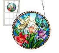 Atrapasoles acrílicos - Rompecabezas de animales teñidos 2D de 19 cm, decoración de ventana de gato mariposa para el hogar, refracción de arco iris cortado, por cuerda para ventana, pared, sala de