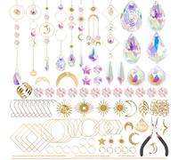 Atrapasoles Cristal 200 Piezas DIY Kits Atrapasoles Adornos Carillón de Viento Colgantes Cristal Bola Prisma Colgando Arcoiris-Creador Cadenas Set de Suncatcher DIY para Casa, Jardin, Officina