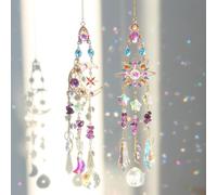 Atrapasoles de Cristal, 2 Piezas Suncatcher Ornamento Colgante, Sun Catcher para Ventanas y Jardines, Campanas de Viento Atrapasueños para Colgar en Casa, Jardín, Oficina
