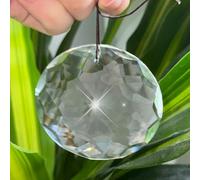 Atrapasoles de Cristal, Suncatcher Prismas Redondos de Cristal Transparente Colgante, Atrapasueños Crystal Pendant, Decoración de Ventanas Adornos Jardín Casa Lámpara Colgante, 75 mm