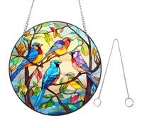 Atrapasoles Flor Pájaros Panel de Vidrieras Pintadas, Acrílico Suncatchers Colgante, para el Dormitorio Sala de Estar Ventana Coloreado Decoración de Pared Decoración Colgante de Jardín