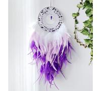 Atrapasue os morados, hechos a mano, con red circular tradicional y piedras de cristal de la suerte, perfectos para colgar en la pared, decoraci