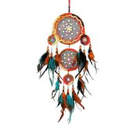 AtrapasueñOs 3 uds cinco anillos atrapasueños atrapasueños de plumas arte decoración del hogar for colgar en la pared atrapasueños hecho a mano puro Para Decorar(Red)