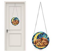 Atrapasueños acrílico - Adorno redondo de animales | Decoración de perro tipo rompecabezas de 7.85 pulgadas con función colgante, adorno de árbol con estilo de jardín, balcón, puerta de coche, regalo