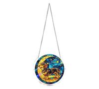 Atrapasueños acrílico - Adorno redondo de animales | Decoración de perro tipo rompecabezas de 7.85 pulgadas con función colgante, adorno de árbol con estilo de jardín, balcón, puerta de coche, regalo