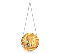 Atrapasueños acrílico - Adorno redondo de animales | Decoración de perro tipo rompecabezas de 7.85 pulgadas con función colgante, adorno de árbol con estilo de jardín, balcón, puerta de coche, regalo