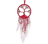 Atrapasueños Árbol de Vida, 11 cm de diámetro, Dream Catcher en Muchos Colores, Dreamcatcher con Plumas de Verdad (Rosa)