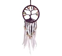 Atrapasueños Árbol de Vida, 11 cm de diámetro, Dream Catcher en Muchos Colores, Dreamcatcher con Plumas de Verdad (púrpura)