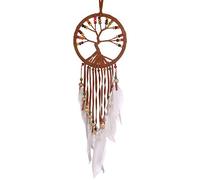 Atrapasueños Árbol de Vida, 11 cm de diámetro, Dream Catcher en Muchos Colores, Dreamcatcher con Plumas de Verdad (marrón)