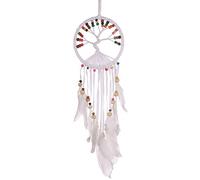 Atrapasueños Árbol de Vida, 11 cm de diámetro, Dream Catcher en Muchos Colores, Dreamcatcher con Plumas de Verdad (Blanco)