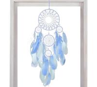 Atrapasueños,Atrapasueños Grandes,Adorno de pared de bendición | Adorno artesanal hecho a mano con cinco anillos de la suerte, atrapasueños de plumas, decoración del hogar colgante para dormitorio