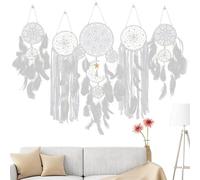Atrapasueños - Atrapasueños hecho a mano para colgar en la pared, decoración del hogar, atrapasueños, decoración de pared atrapasueños, grandes atrapasueños para dormitorio, 5 piezas decoración del ho