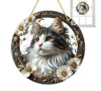 Atrapasueños - Atrapasueños para gatos | Atrapasueños para ventanas o puertas | Decoración colgante de gatito | Atrapasueños manchado de gato acrílico | Atrapasueños conmemorativo para gatos, colgante