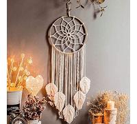 Atrapasueños bohemio de macramé, hecho a mano, decoración bohemia para dormitorio, salón, boda, baby shower, decoración para el hogar, niñas, niños, regalo, 5 hojas de mandala