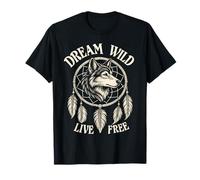 Atrapasueños Boho Estilo Nativo Americano Lobo Spirit Animal Camiseta