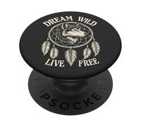 Atrapasueños Boho Estilo Nativo Americano Lobo Spirit Animal PopSockets PopGrip Adhesivo