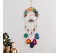 Atrapasueños con cristales del árbol de la vida, piedras preciosas de cristal chakras, colgantes de pared para ventanas, jardín, decoración del hogar (árbol de la vida, estilo B)