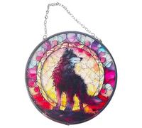 Atrapasueños con diseño de lobo de 6 pulgadas, mejora tu espacio con una luz hermosa y colorida