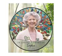 Atrapasueños conmemorativo de fotos, recuerdo personalizado para colgar en la ventana, recuerdo familiar de vidrieras, regalos de condolencias por la pérdida de un ser querido