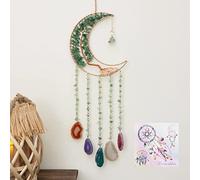 Atrapasueños de ágata verde con árbol de la vida de cristal, atrapasueños de piedras preciosas naturales de ágata para colgar en la pared, decoración de habitación (verde)