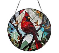 Atrapasueños de cristal rojo cardenal para atrapar el sol, regalos de interior para mascotas, animales, naturaleza, amantes de las flores, mujeres, abuela, mamá, amiga, decoración de panel pintado