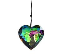 Atrapasueños de cristales de corazón coloridos con colgante de cadena para ventana, hogar, jardín, Navidad, fiesta, decoración de boda (verde)