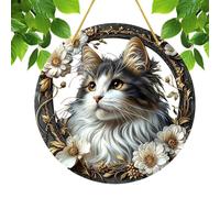 Atrapasueños de gato para ventana, atrapasueños de arte moderno, atrapasueños de acrílico manchado para gatos, atrapasueños para adornos de pared de ventana, decoración del hogar, atrapasueños de