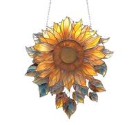 Atrapasueños de Girasol, Girasol de vidrieras,Decoración Vibrante de Girasol Exquisita decoración de Ventana acrílica de Girasol - Atrapasueños de Flores Vibrantes con diseño Flexible para decoración