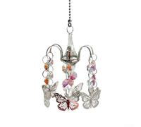 Atrapasueños de mariposa estilo candelabro con piedras preciosas facetadas y cuentas iridiscentes para crear arcoíris de ensueño para decoración interior y exterior de 36 cm de longitud
