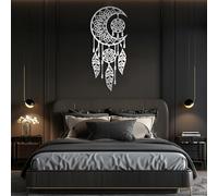Atrapasueños de Metal para Pared, decoración de Pared, atrapasueños de Luna, Grande, Bohemio, Colgante de Pared, Dulces sueños, decoración para Dormitorio (Plateado, 76 x