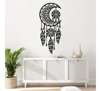 Atrapasueños de Metal para Pared, decoración de Pared, atrapasueños de Luna, Grande, Bohemio, Colgante de Pared, Dulces sueños, decoración para Dormitorio (Negro, 76 x 33