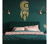 Atrapasueños de Metal para Pared, decoración de Pared, atrapasueños de Luna, Grande, Bohemio, Colgante de Pared, Dulces sueños, decoración para Dormitorio (Dorado, 90 x 3