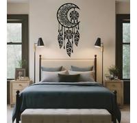 Atrapasueños de Metal para Pared, decoración de Pared, atrapasueños de Luna, Grande, Bohemio, para Colgar en la Pared, Dulces sueños, decoración para Dormitorio (Negro, 1