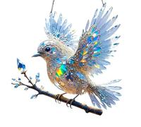 Atrapasueños de pájaros, diseño de pájaros, cielo azul de cristal, colibríes, vidrieras de pájaros, colgantes de ventana de pájaros, atrapasueños acrílicos, cristales planos 2D, decoración del hogar
