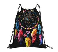 Atrapasueños De Plumas Coloridas Bolsa con Cordón Deportiva Bolsas con Cordón Fácil De Doblar Bolsa De Deporte para Yoga Playa Natación 36X42Cm