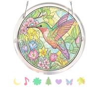 Atrapasueños de rompecabezas acrílico, colgante de ventana redonda, 18,8 cm, kit de bricolaje, impresión UV, con cadena de metal, decoración de jardín, regalo de decoración del hogar (CC)