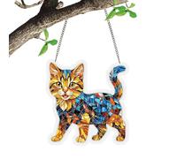 Atrapasueños de rompecabezas de acrílico, 23 x 22 x 0.2 cm, adorno caprichoso de gato de bricolaje, atrapasueños de prisma radiante, impresionante decoración de interiores para sala de estar